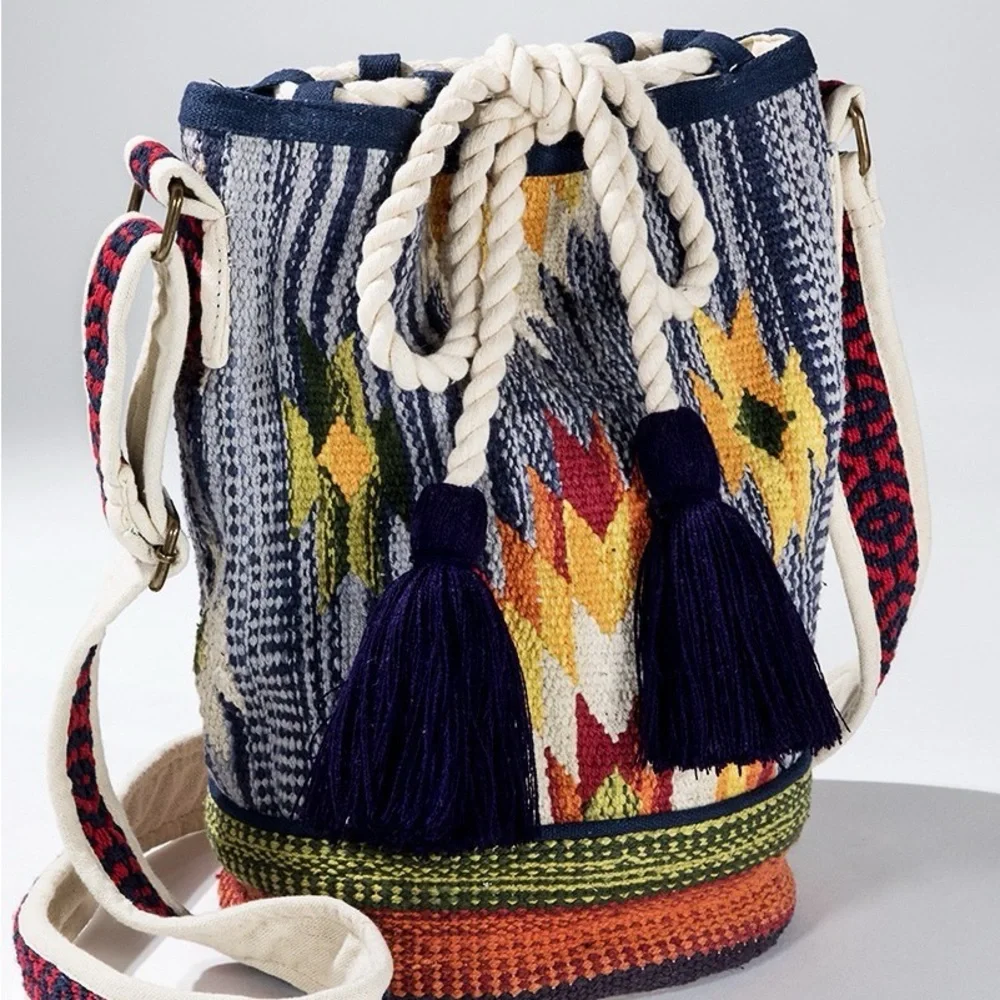 Bohemian Multi Color Bucket Bag NWT